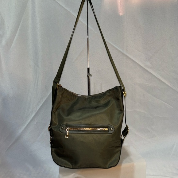 A New Day Nylon Convertible Shoulder Bag Top Zip Closure, Green - Picture 1 of 6
